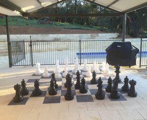 Large outdoor chessboard using Charocal and Sunny yellow pavers